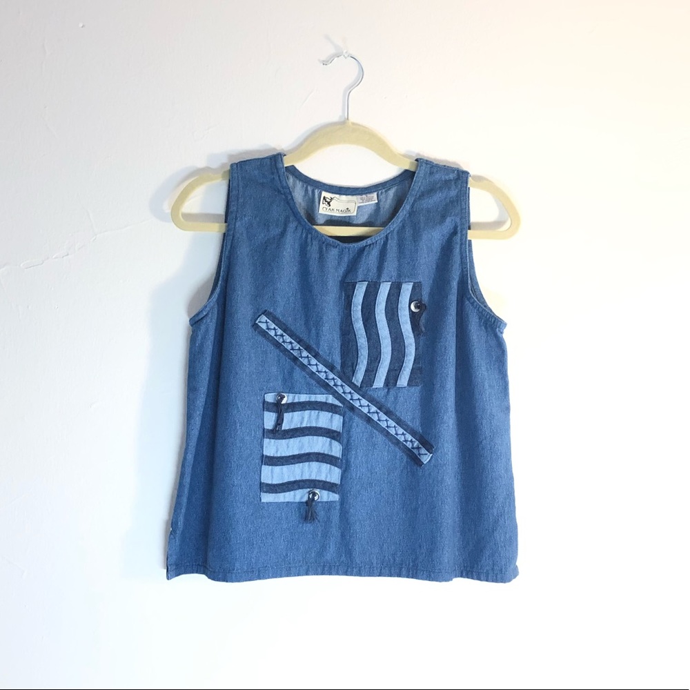 Patchwork Denim Tank Top